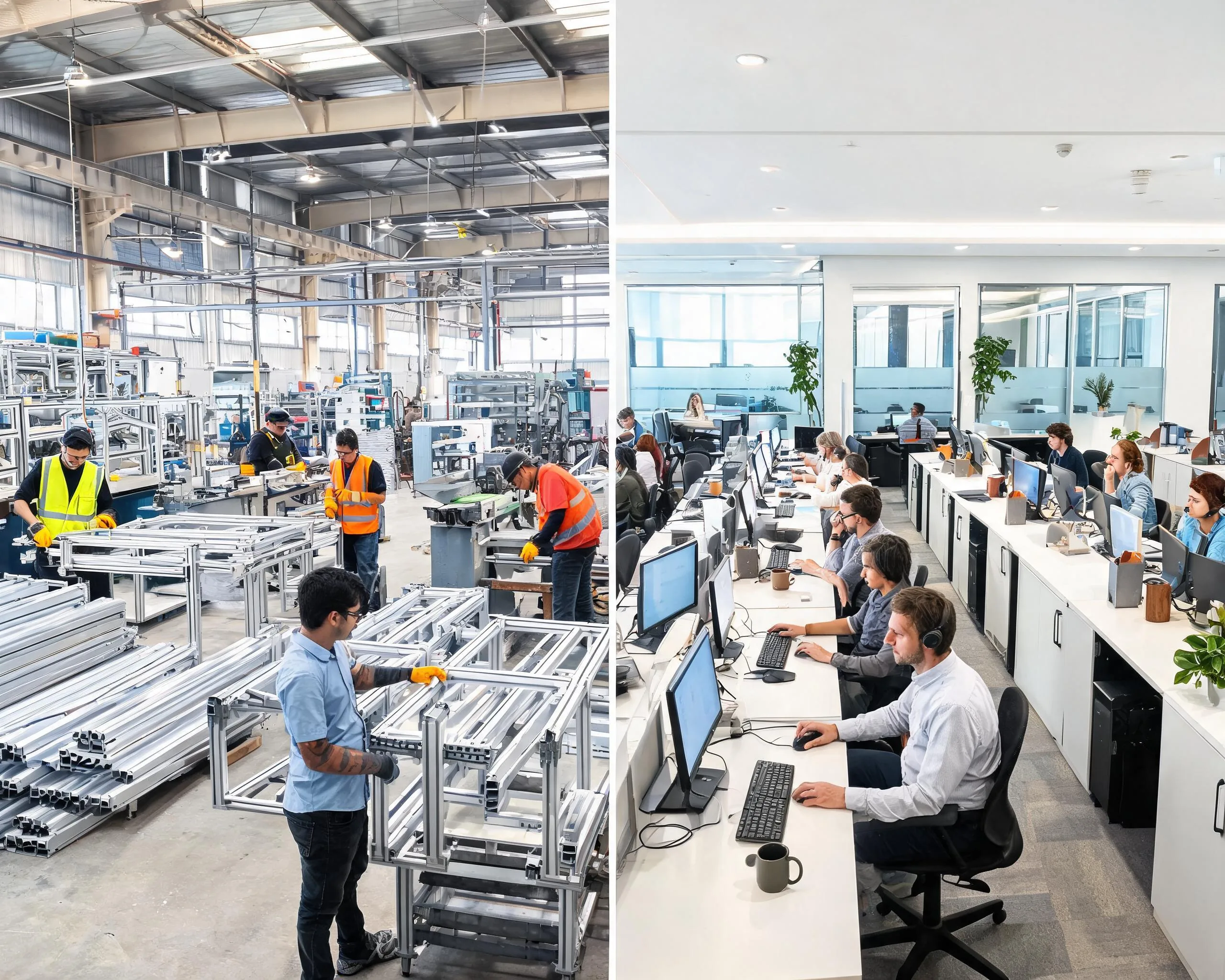 Direct Chinese outdoor furniture factory vs trading company middleman — visual comparison