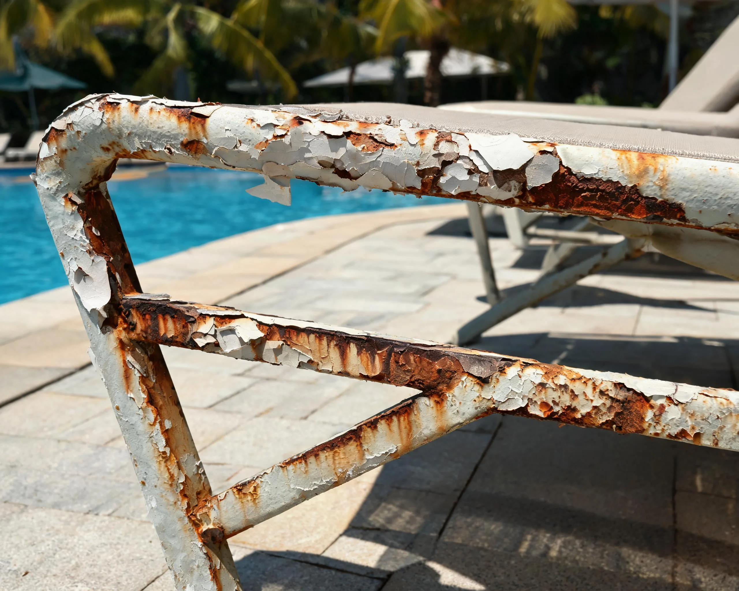 Rusted powder coating on outdoor furniture — a common Chinese OEM quality failure buyers face