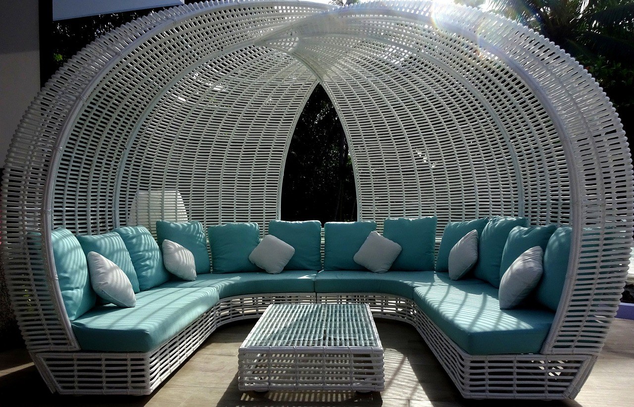 Bar and lounge seating with upholstered cushions in a hospitality venue