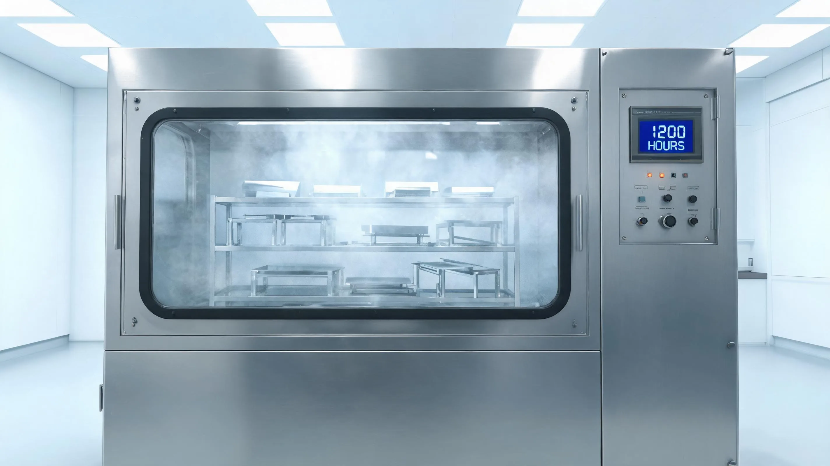 Test chamber used for salt spray corrosion resistance evaluation.
