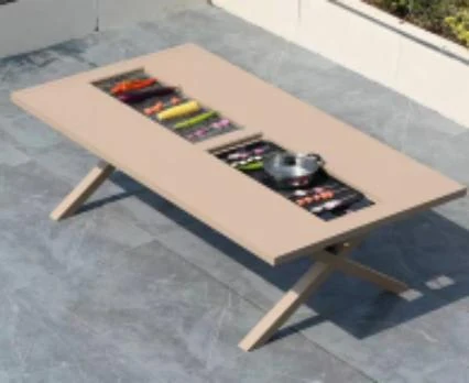 SV-F0208 Outdoor Table with Grill Opening · Cross-leg base