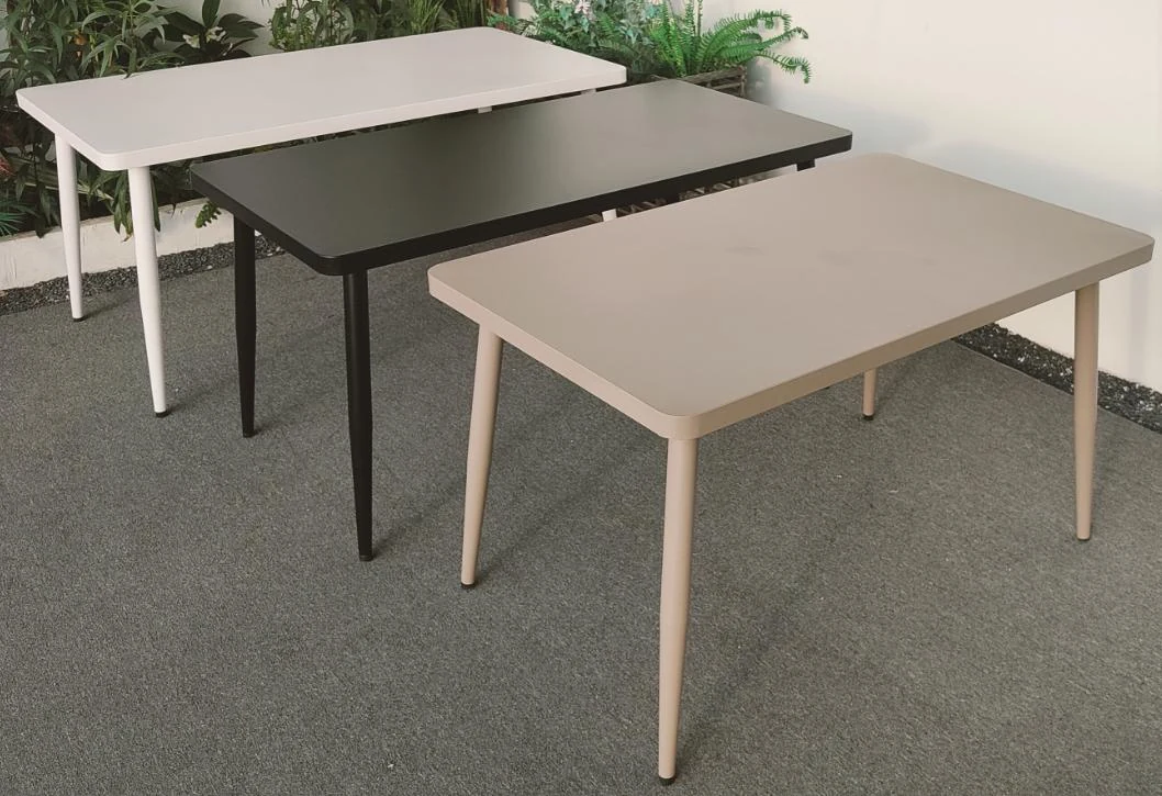 SV-F0218 طاولة طعام خارجية من فولاذ · سطح مستطيل