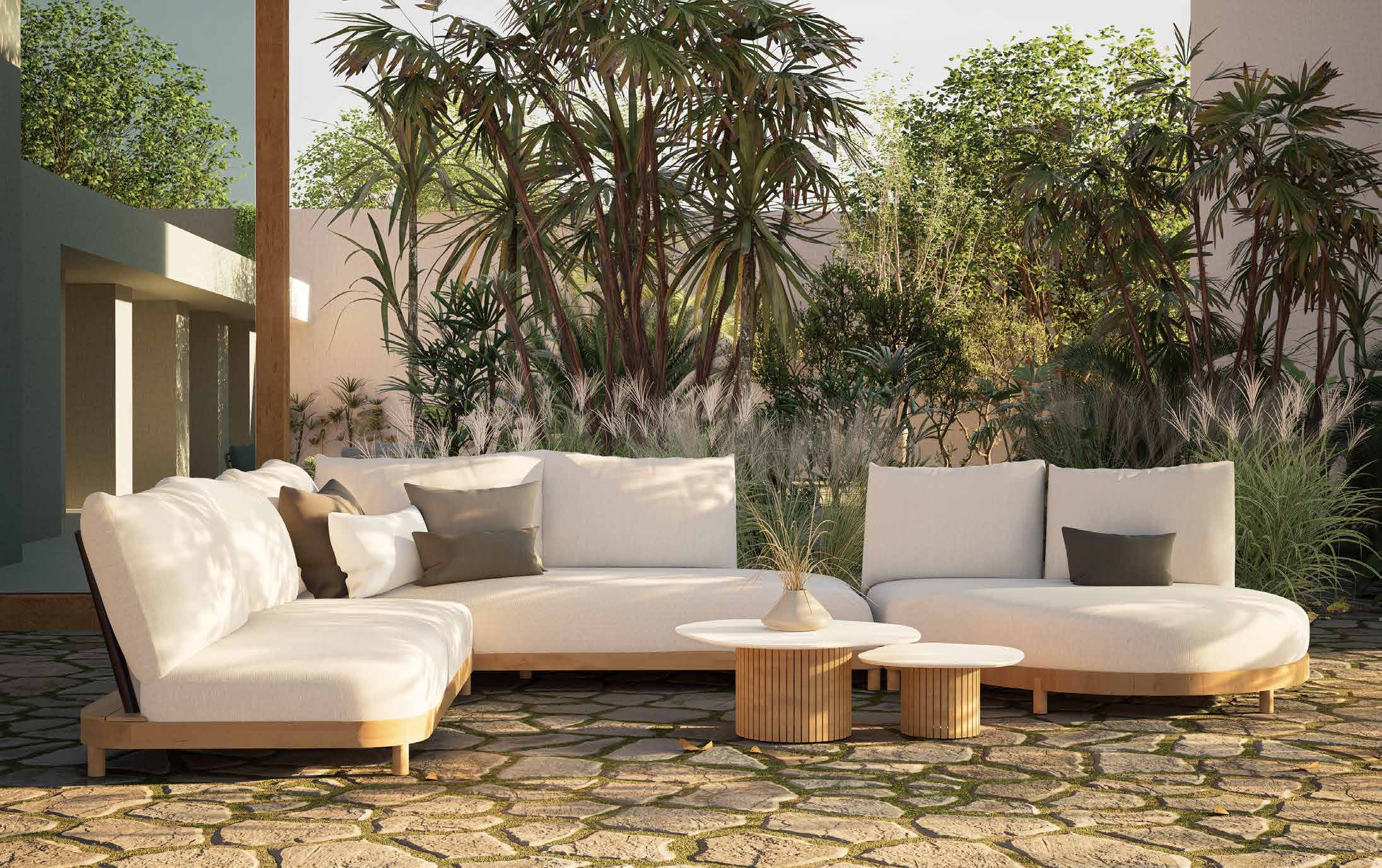 SV-N0016 Teak Modular Outdoor Corner Sofa Set