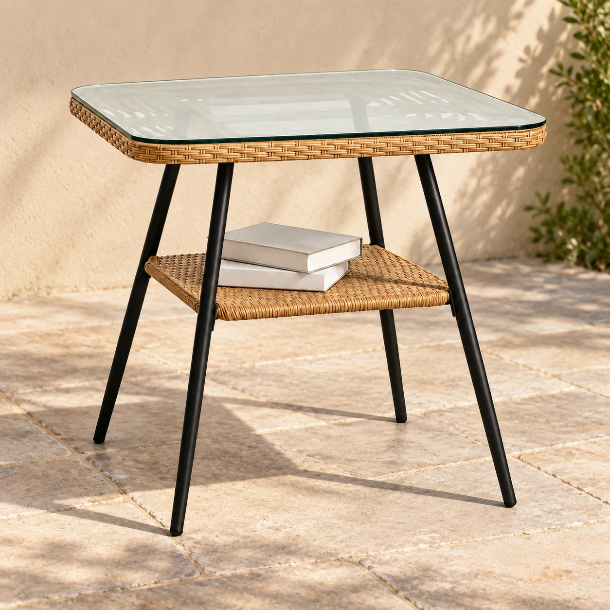 SV-S0008 Square Patio Table with Lower Shelf