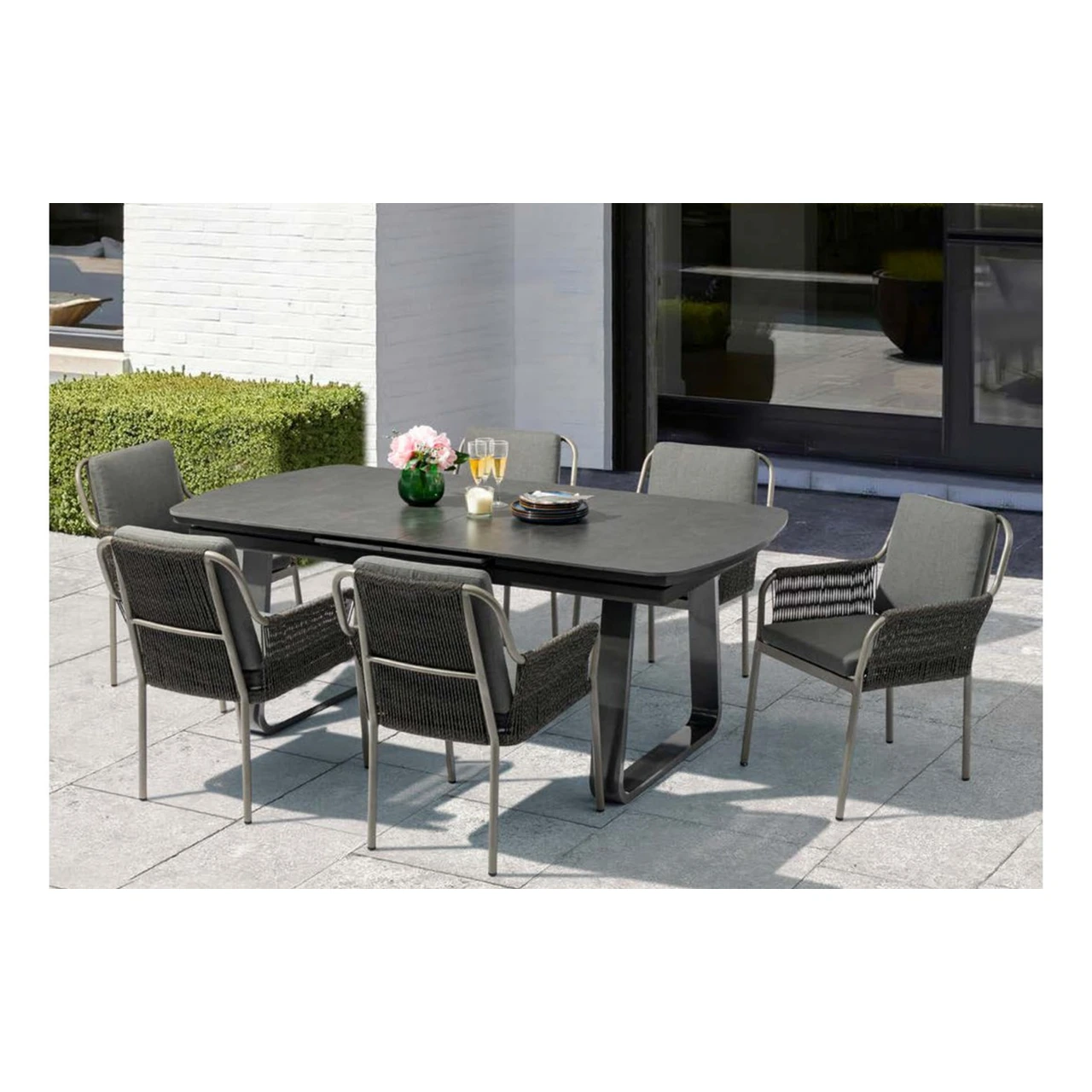 SV-S0029 Extendable Stone-Top Outdoor Dining Collection