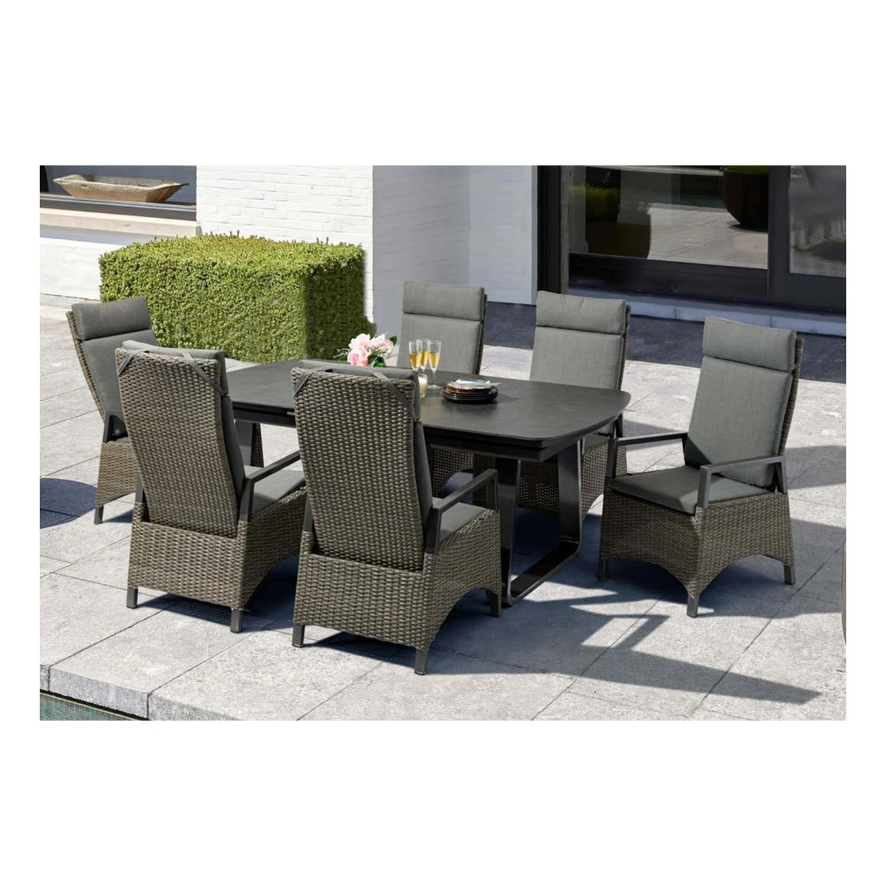 SV-S0031 Extendable Stone-Top Outdoor Dining Collection
