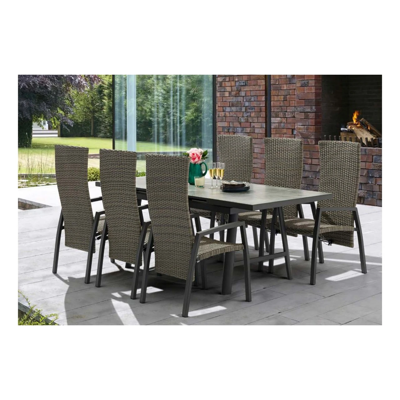 SV-S0042 Extendable Glass-Top Patio Dining Collection