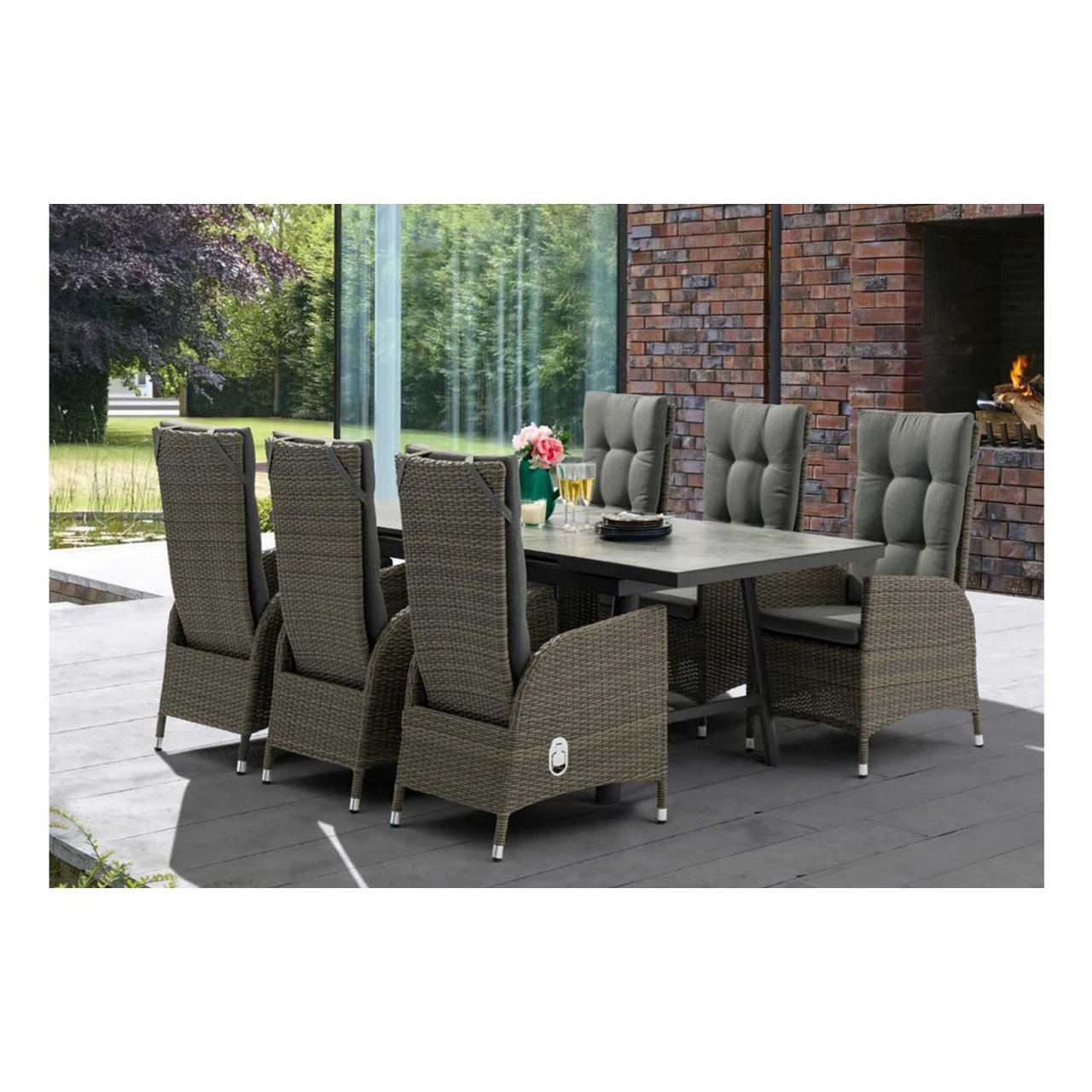 SV-S0043 Extendable Glass-Top Patio Dining Collection